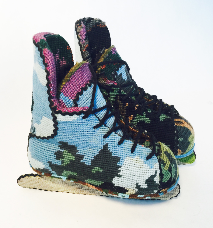 Everyday Objects Coated With Colorful Cross-Stitch Embroideries by Ulla Stina Wikander
